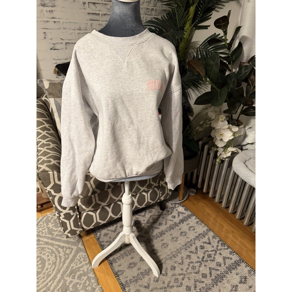 THE BAR Women’s Gray Pullover Sweatshirt XL Mini Logo Graphic Print on The Left